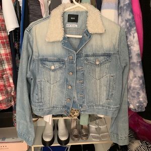 bdg denim jacket w/ sherpa collar